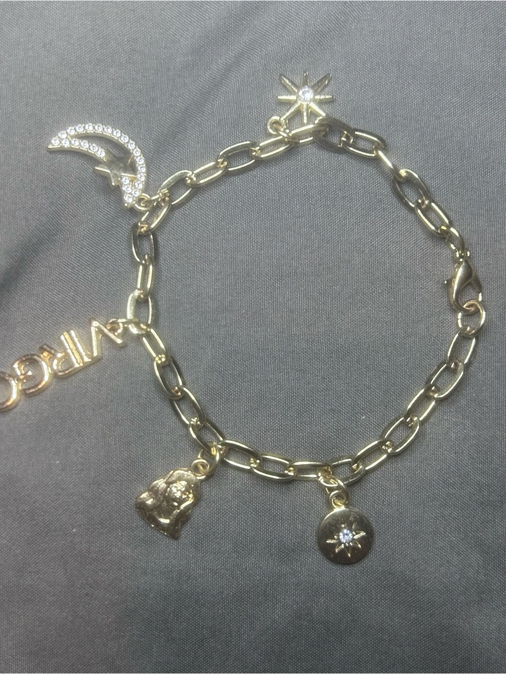 Virgo Gold Charm Link Bracelet